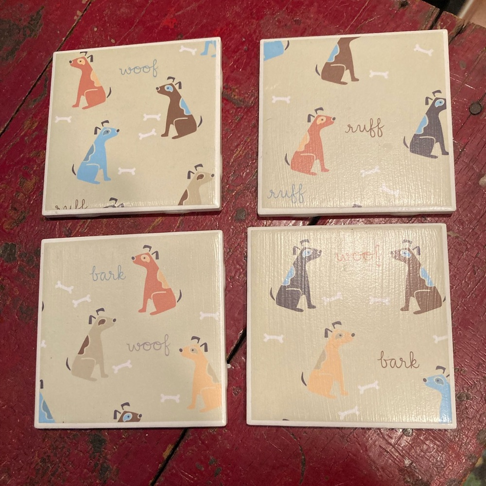 Set of 4 dog ceramic coasters